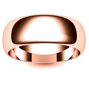 D Shaped Heavy -8mm (DSH8-R) Rose Gold Wedding Ring